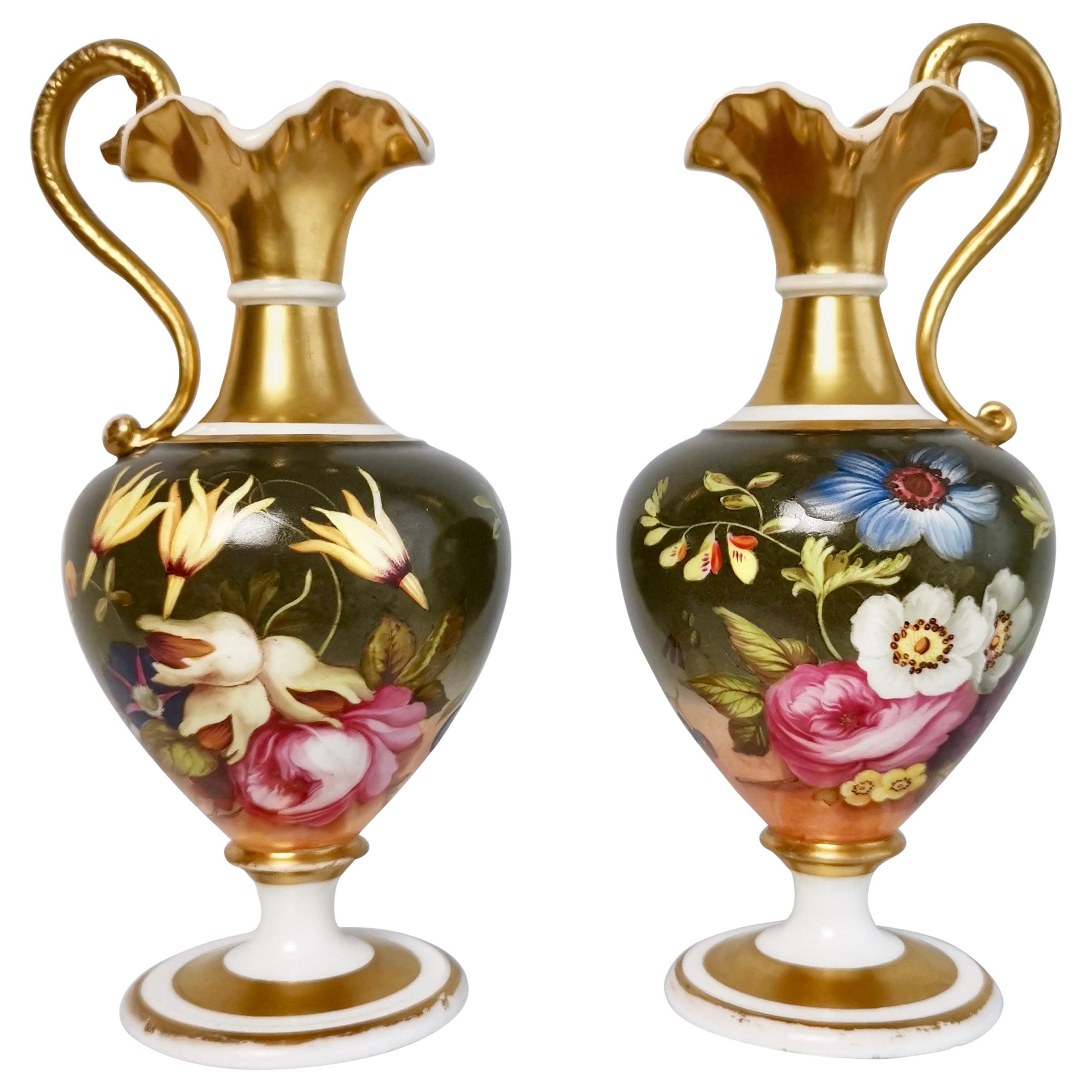 Pair of Small Coalport Ewers, circa 1825