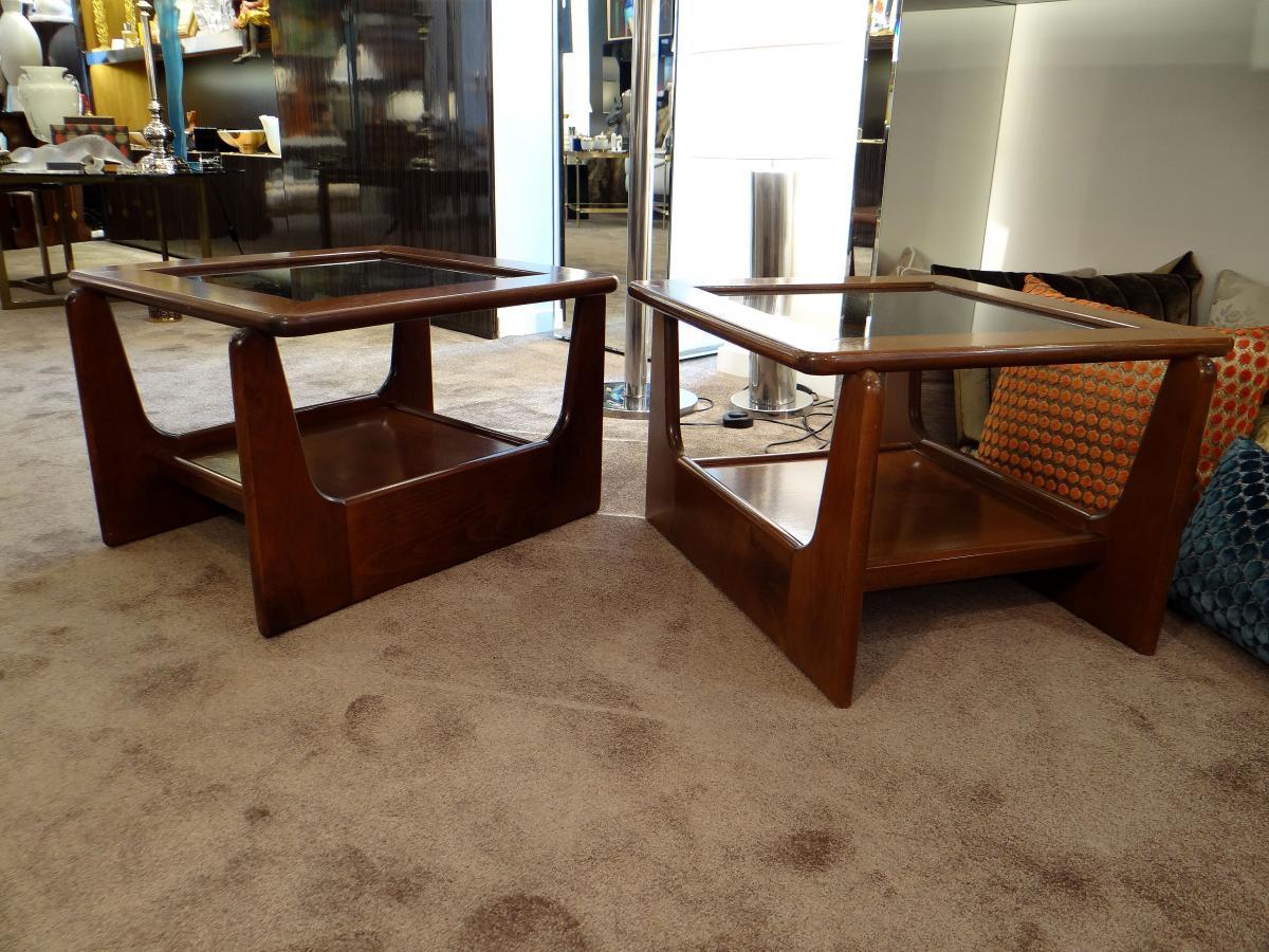 Scandinavian Modern Pair of Small Coffee Tables or Scandinavian Style Sofa Ends, 1970s