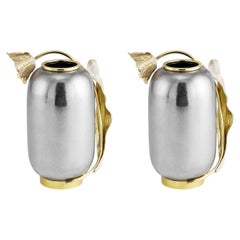 Pair of Small Contemporary Silver and Gold Metal Tulip Vase