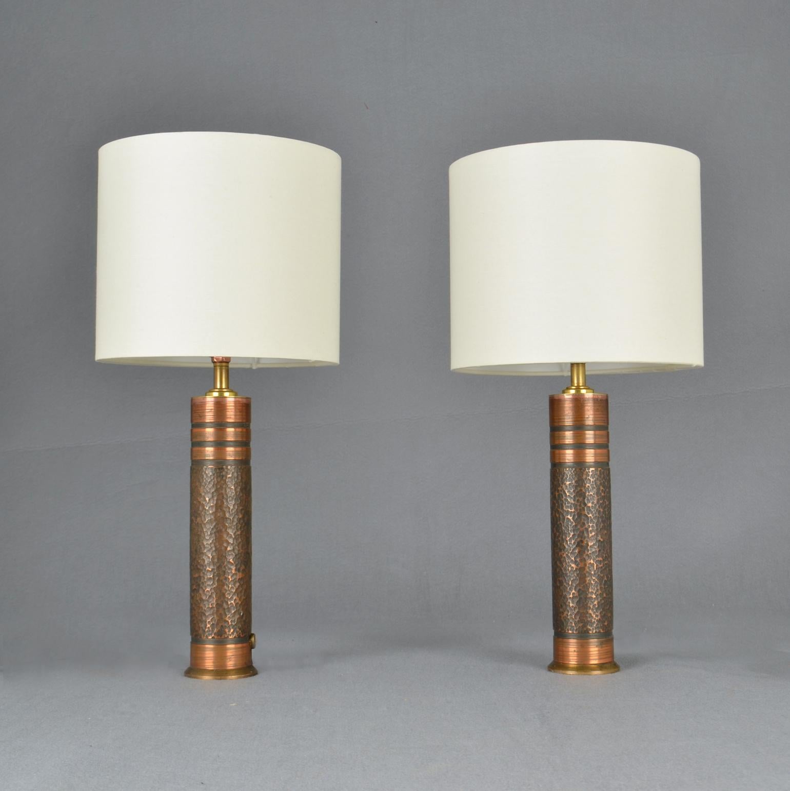 small copper table lamp