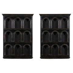 Pair of Small Curiosity Wall Units or Small Bookcases, 20th Century.