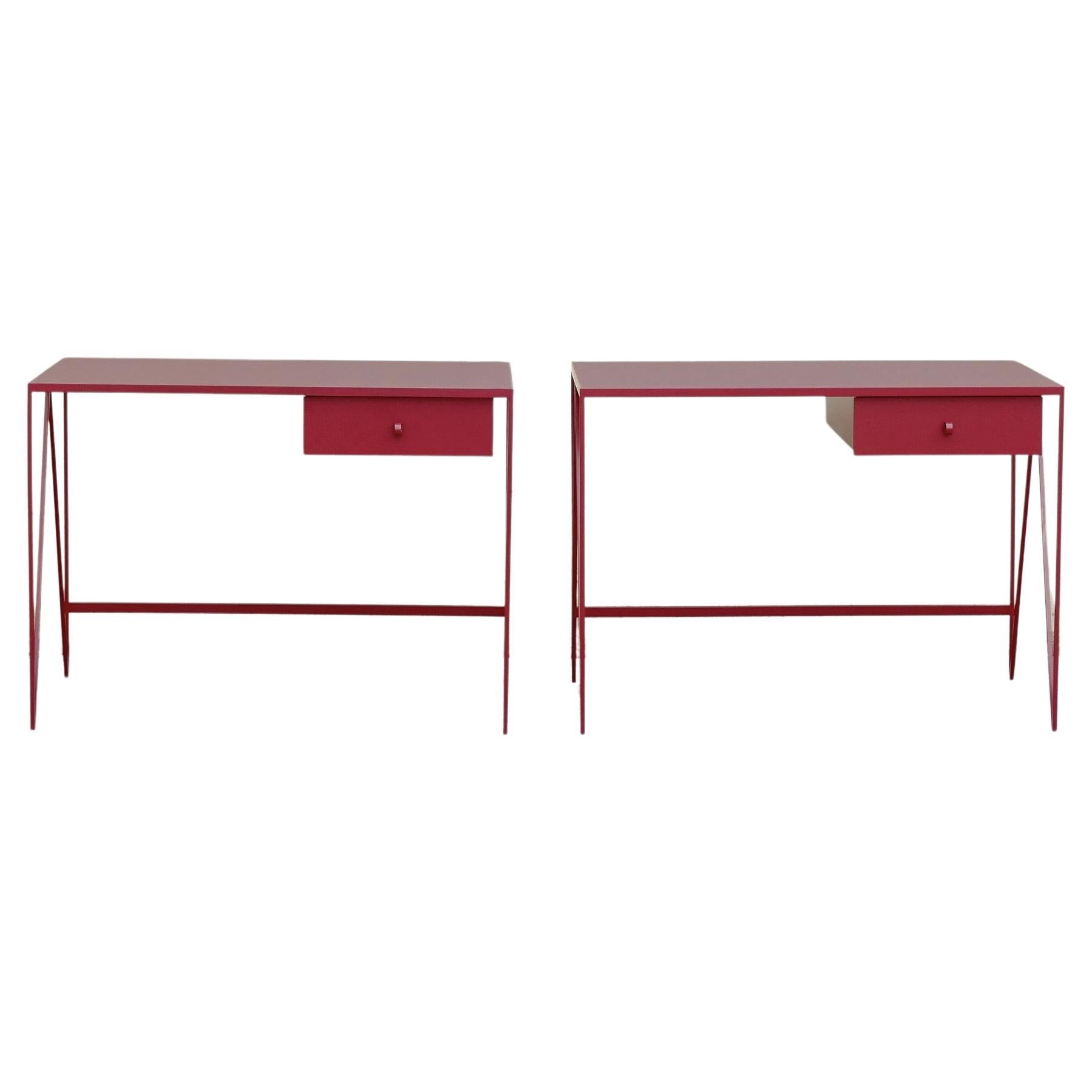Pair of Small Customizable Study Desks / Console Table with Drawer For Sale