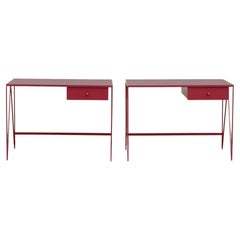 Pair of Small Customizable Study Desks / Console Table with Drawer