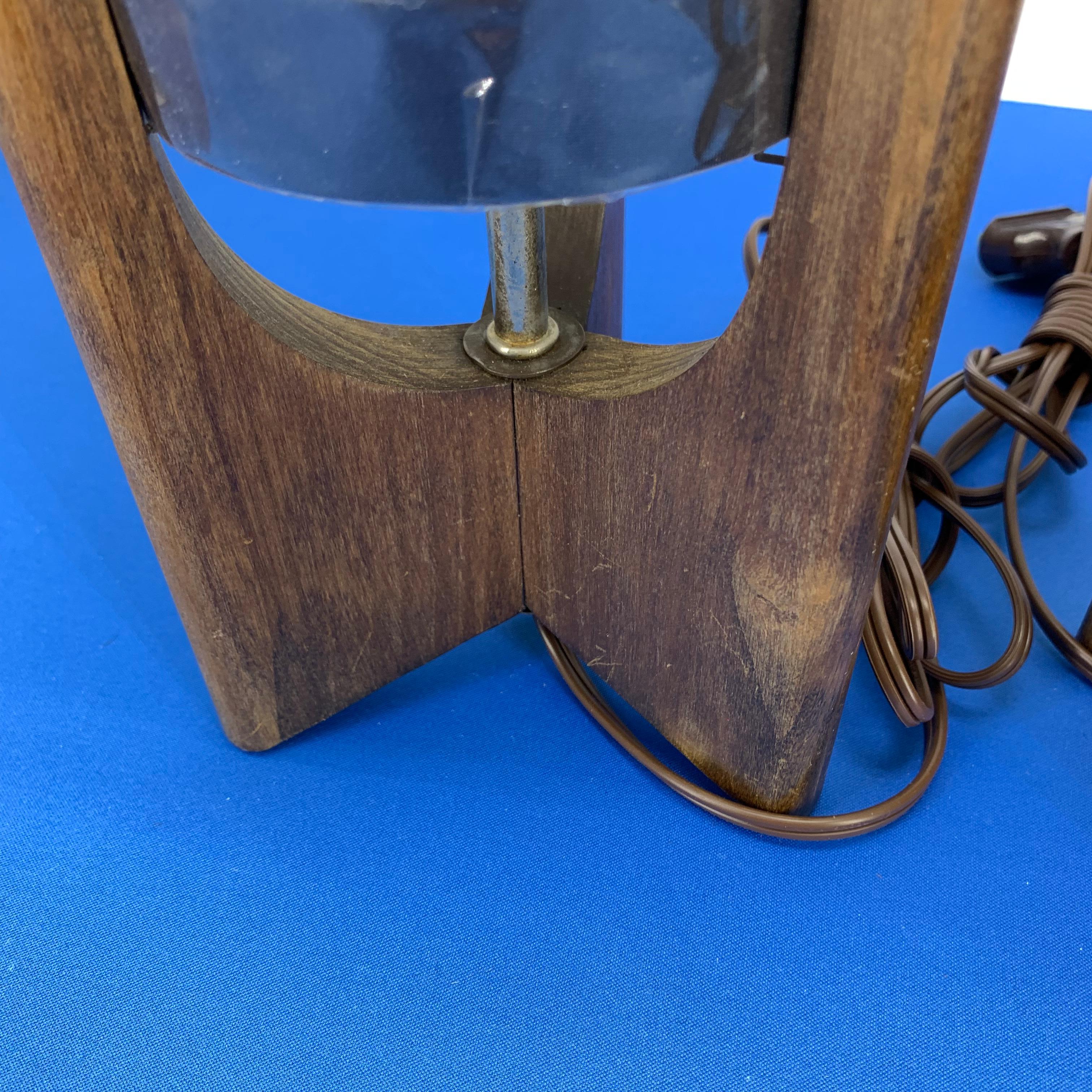Mid-Century Modern Pair of Wooden Danish Table Lamps, circa 1960's In Good Condition For Sale In Haddonfield, NJ