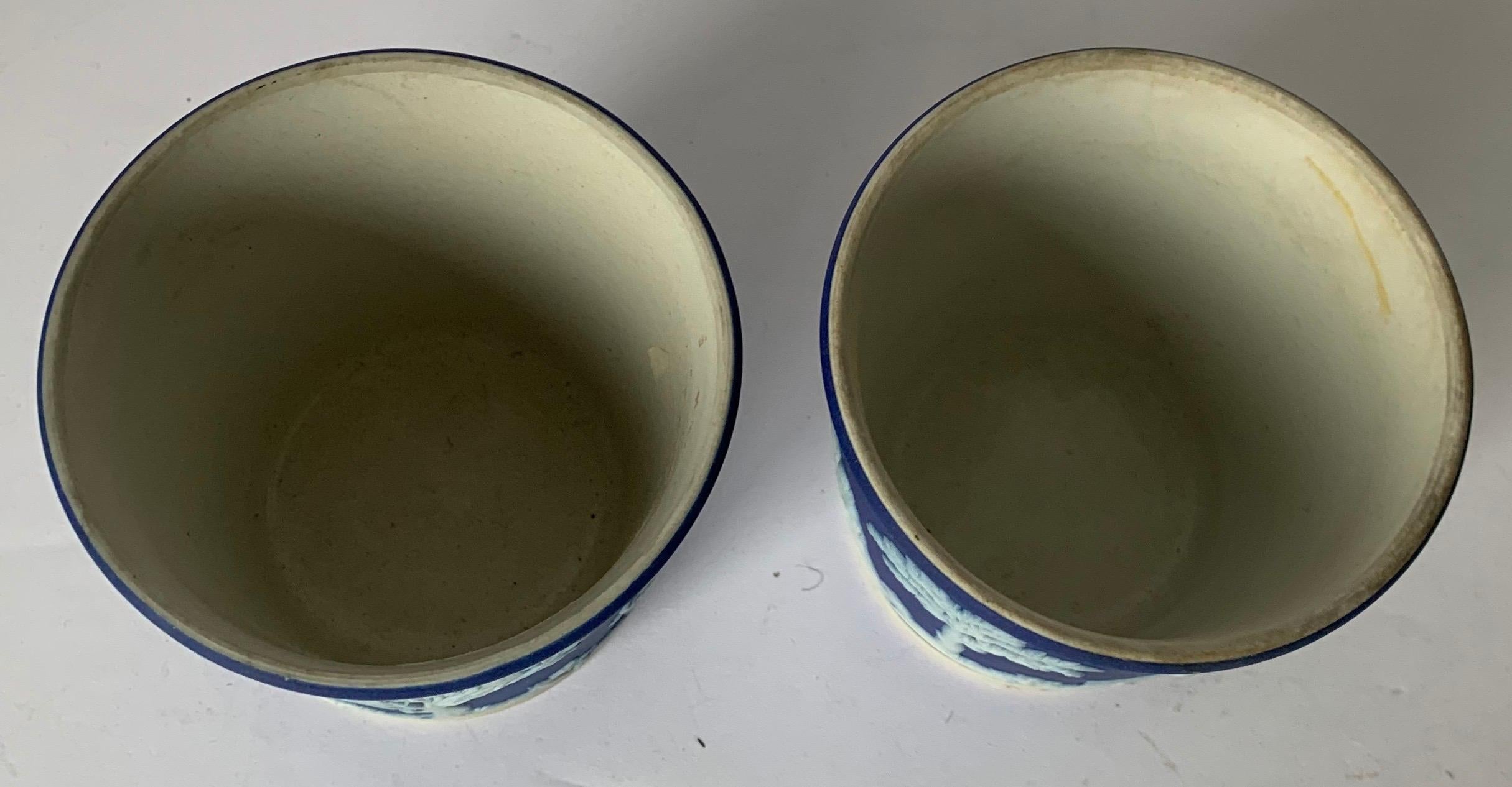 Mid-20th Century Pair of Small Dark Blue Jasperware Wedgwood Vases