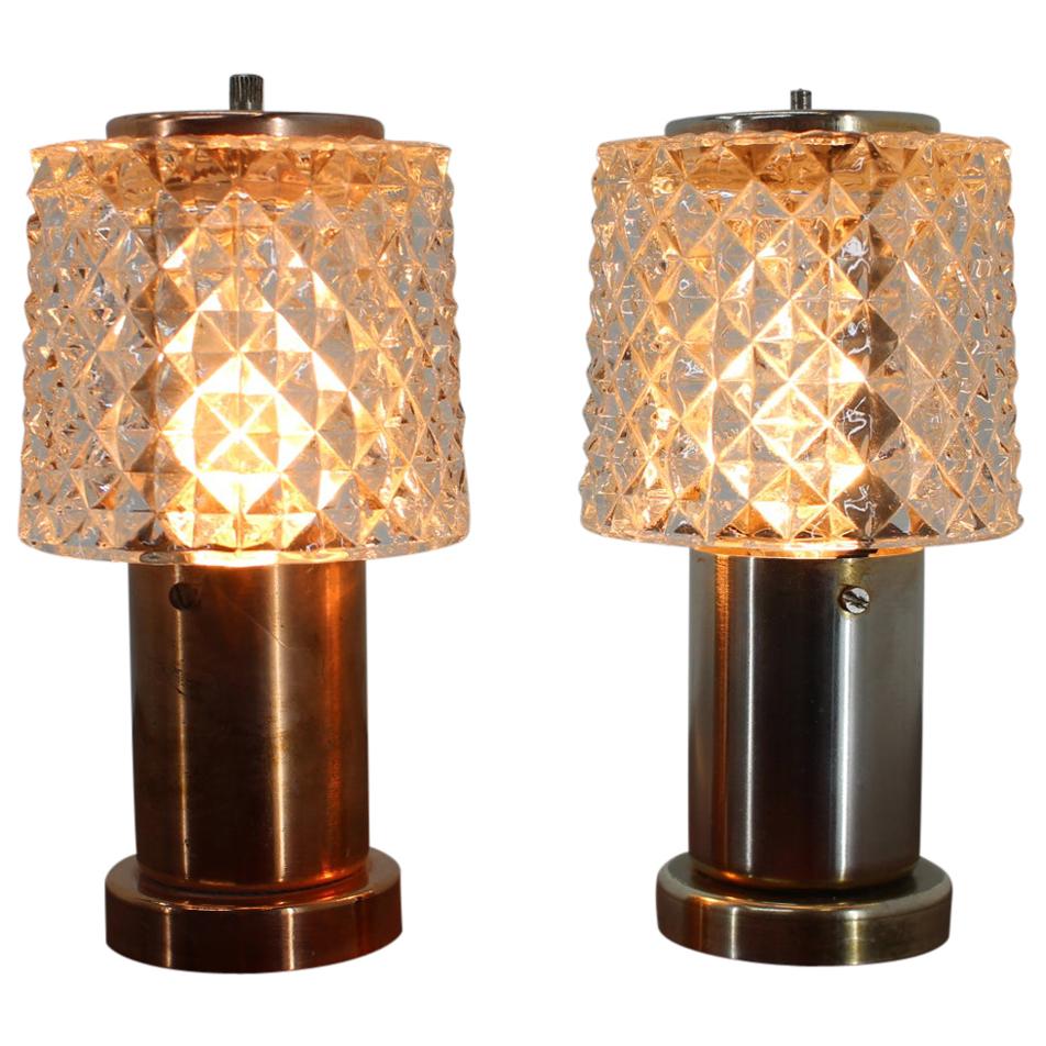 Pair of Small Design Table Lamps by Kamenický Šenov, 1970s