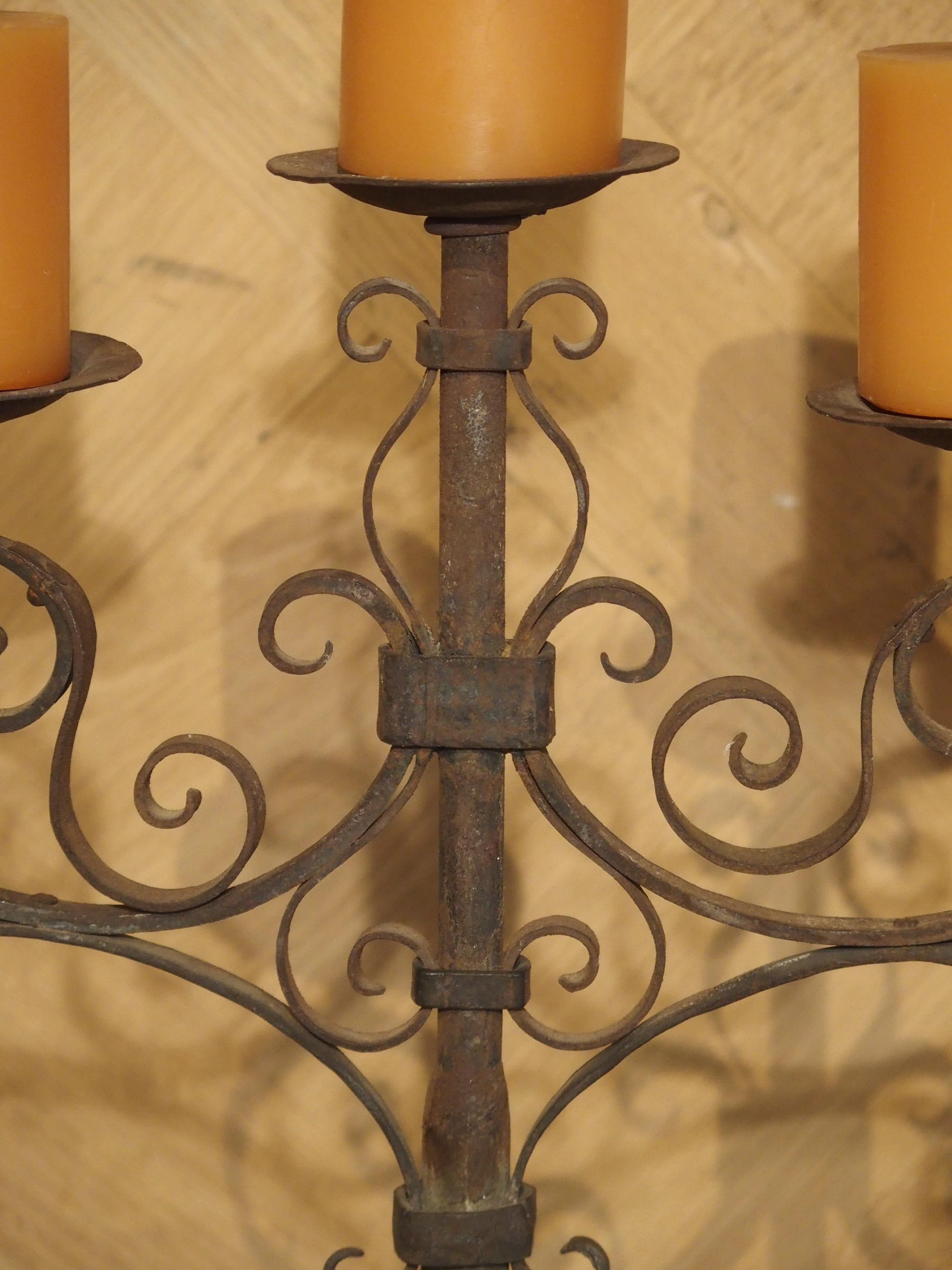 Pair of Small Early 1900s Wrought Iron Candelabras from Italy 4