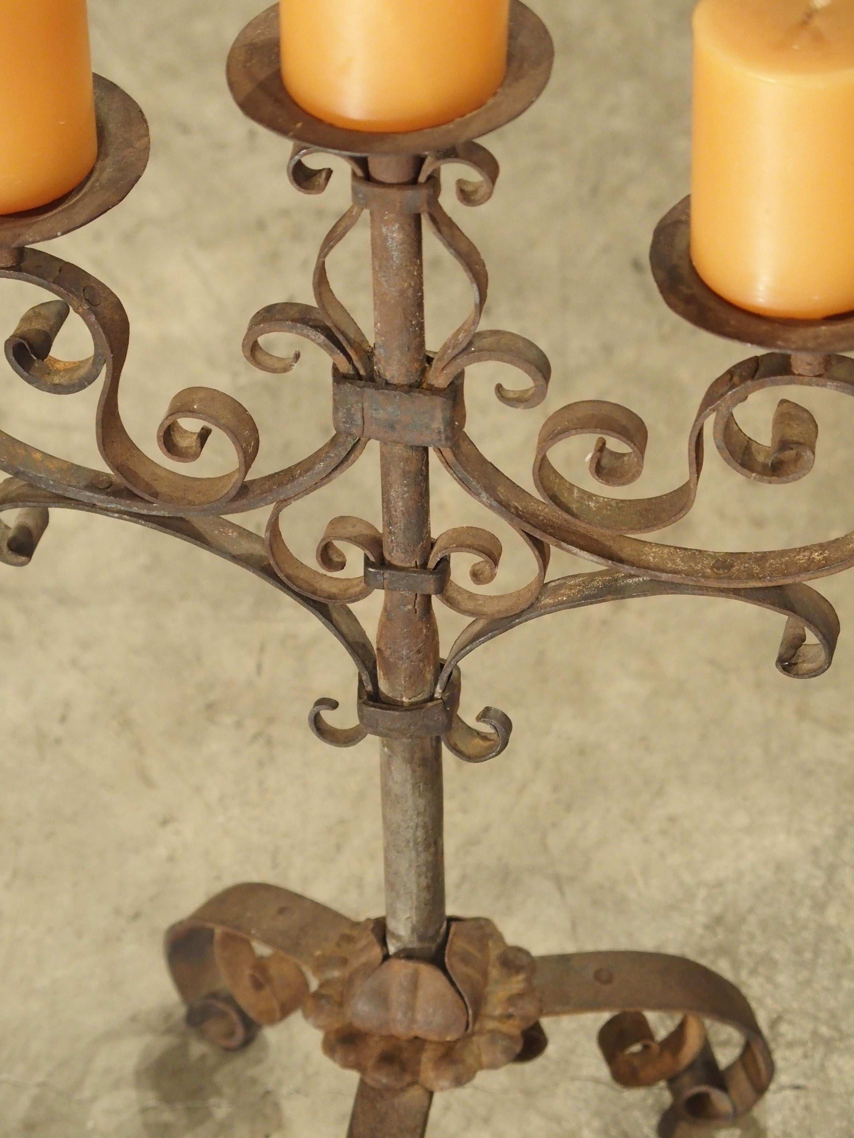 Pair of Small Early 1900s Wrought Iron Candelabras from Italy 7