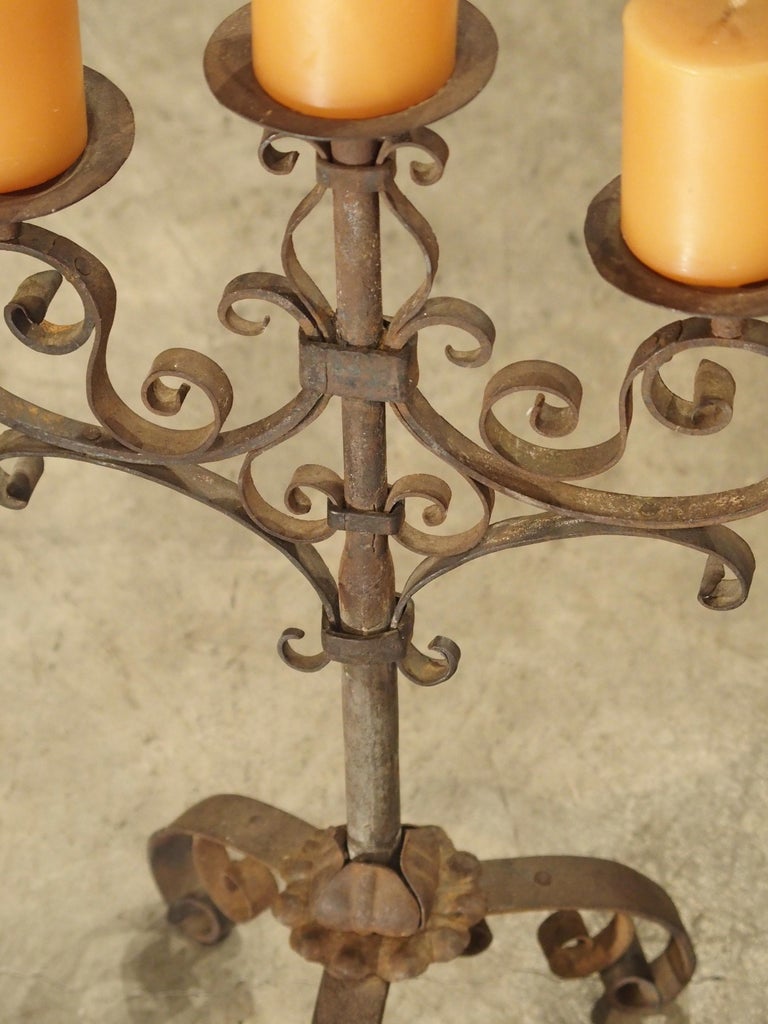 Pair of Small Early 1900s Wrought Iron Candelabras from Italy at 1stDibs
