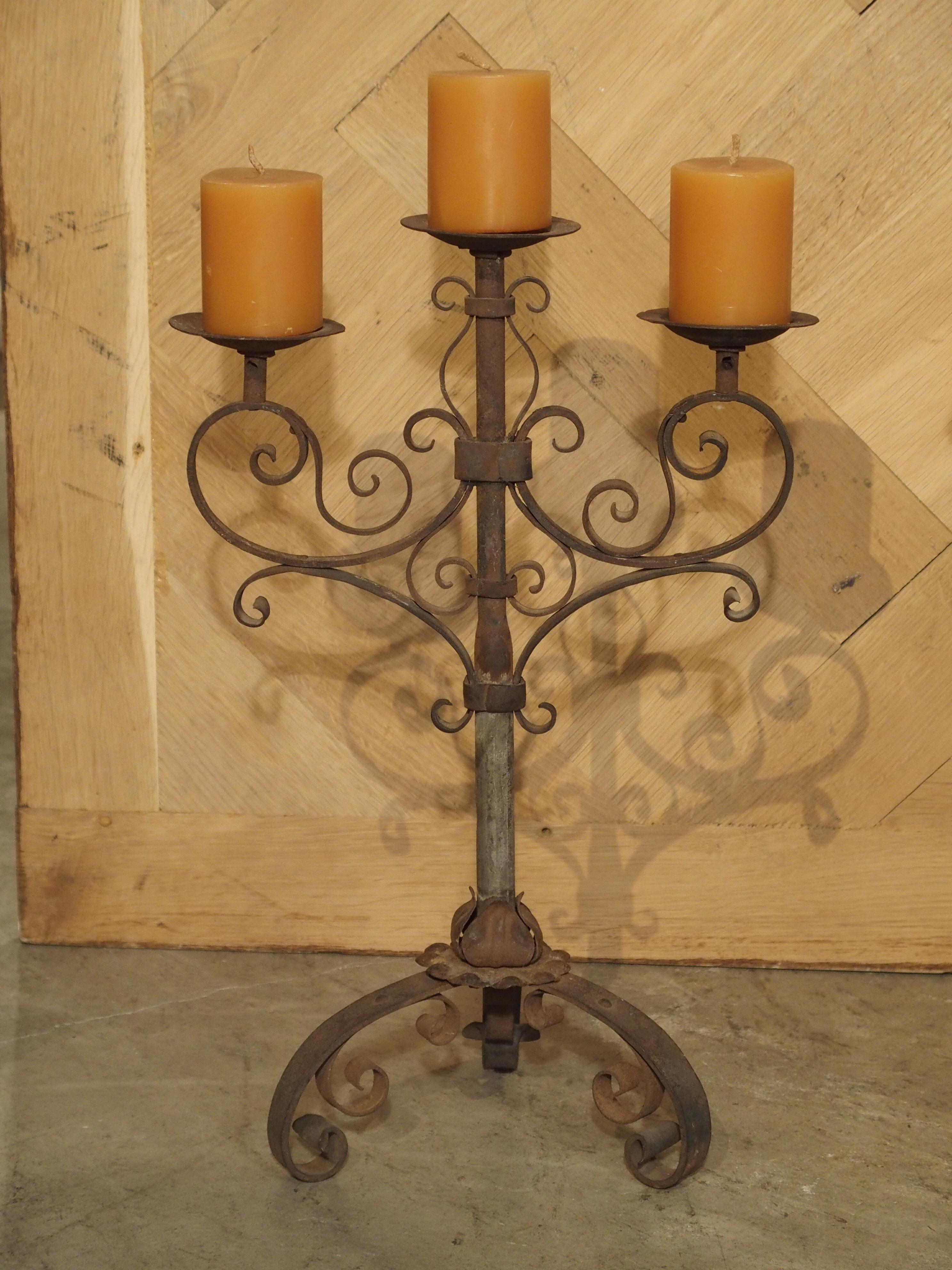 Pair of Small Early 1900s Wrought Iron Candelabras from Italy 9