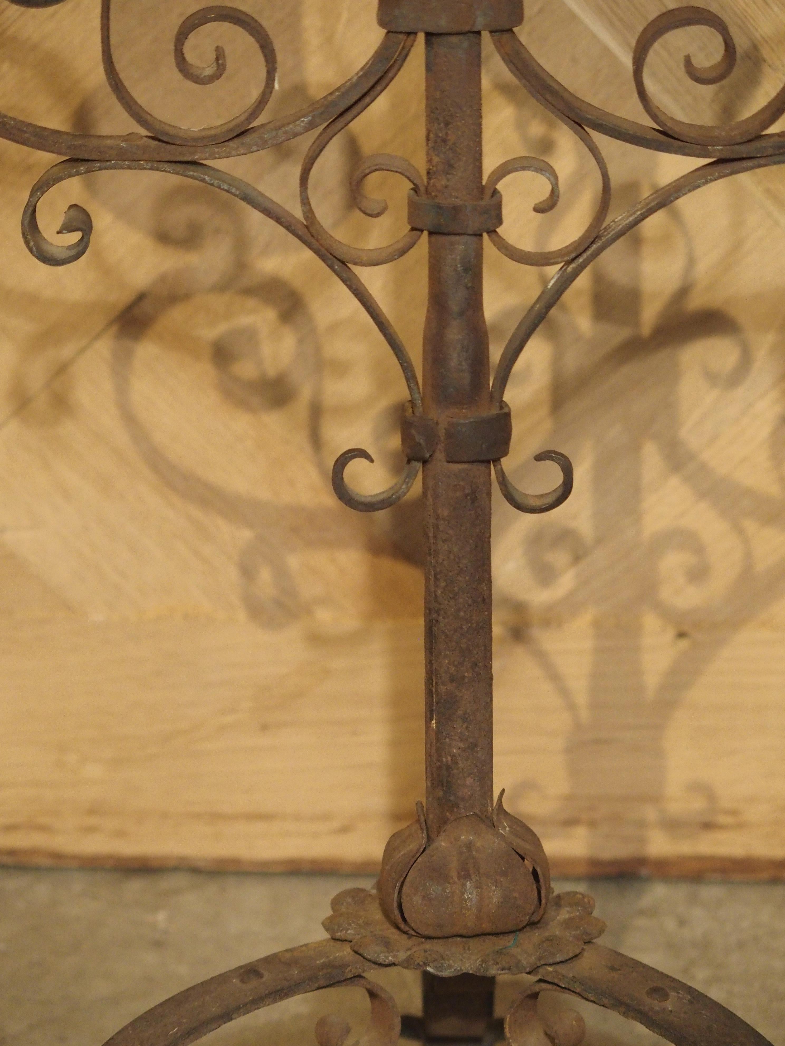 Pair of Small Early 1900s Wrought Iron Candelabras from Italy In Good Condition In Dallas, TX