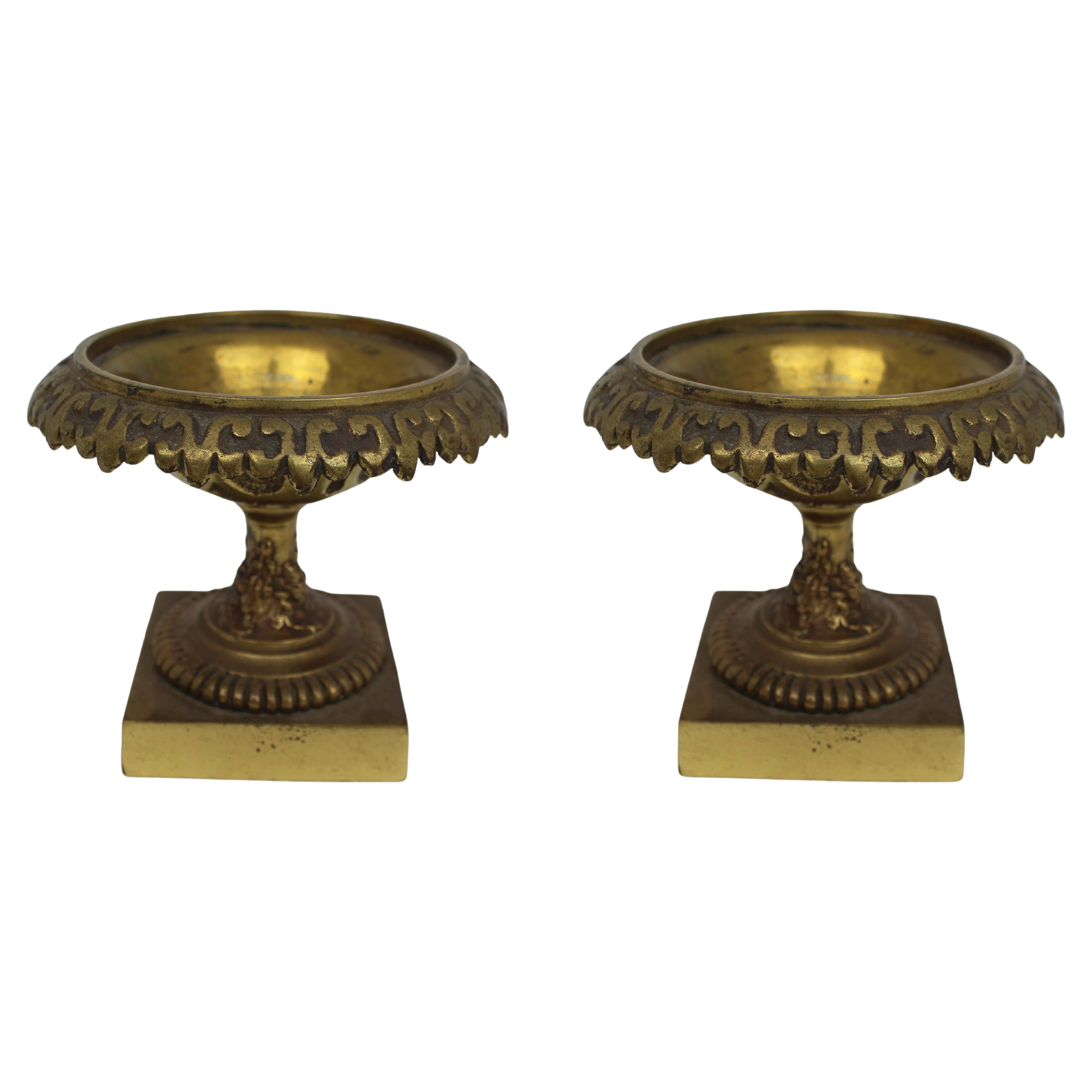 Pair of Small Early 19th Century Grand Tour Bronze Urns