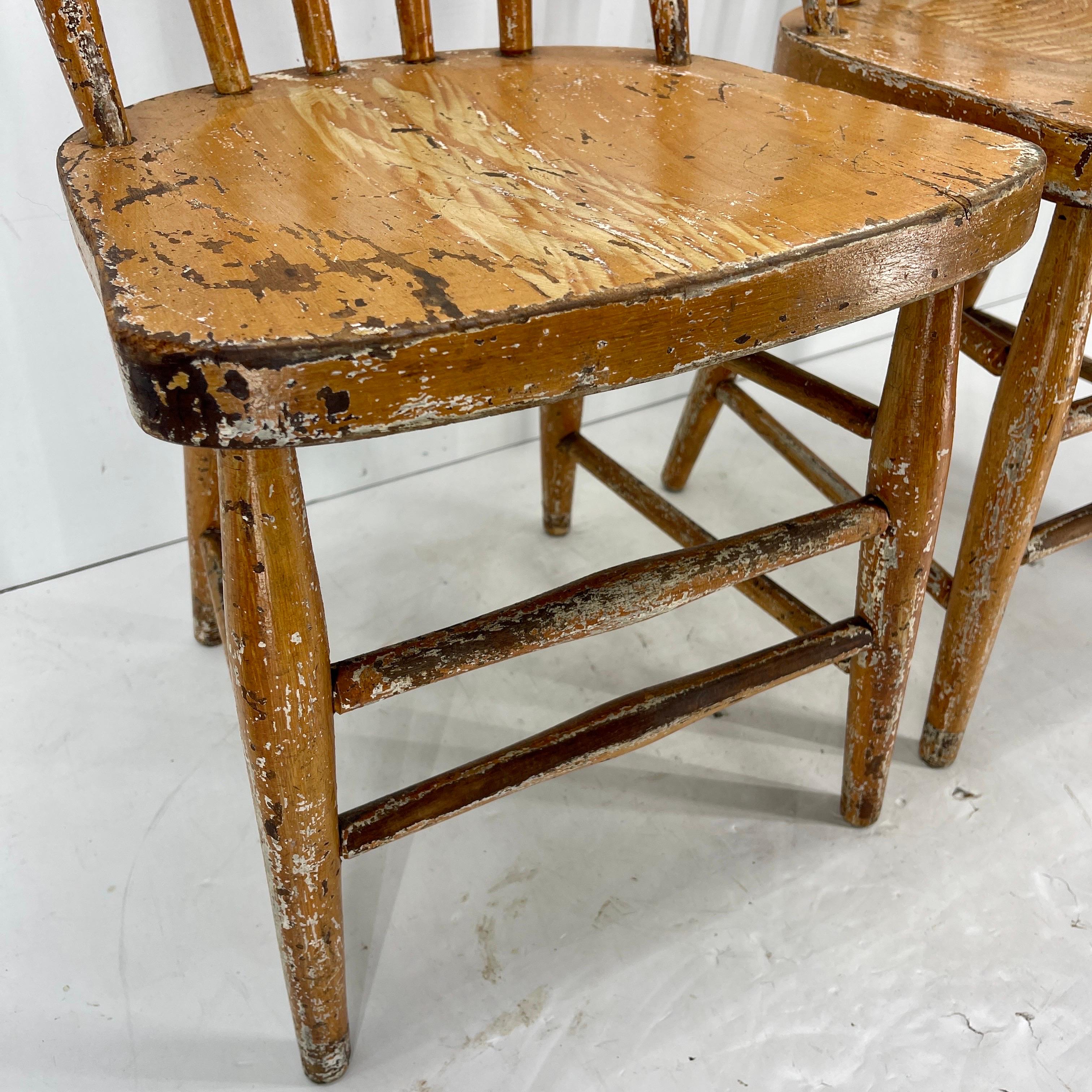 Pair of Small Early Painted Folk Art Chairs or Side Tables For Sale 5