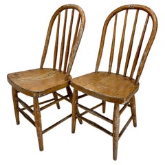 Pair of Small Early Painted Folk Art Chairs or Side Tables