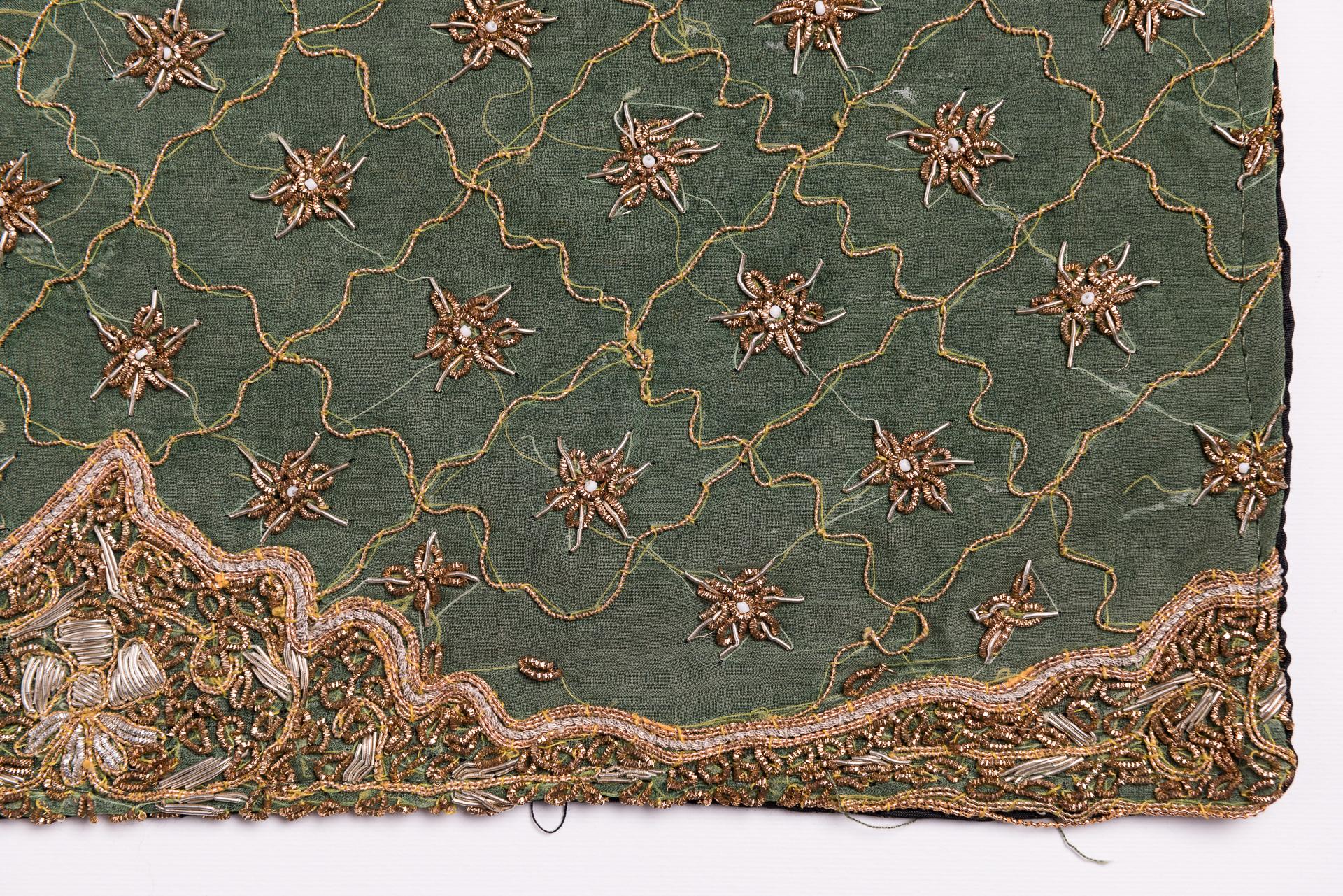 Agra Pair of Small Embroidered Pillows For Sale