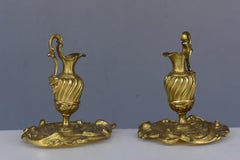 Pair of Small Ewers Decorative Gilt Bronze