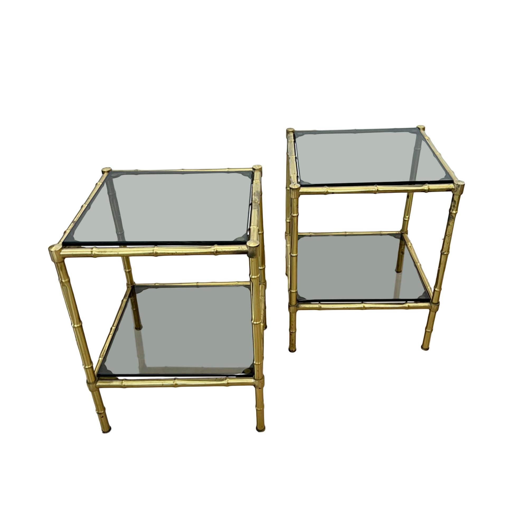 Pair of Small Faux Bamboo French Midcentury Side Tables In Good Condition In London, GB