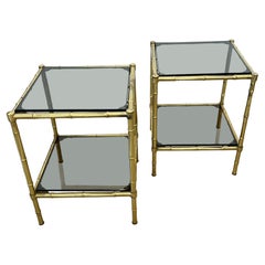 Pair of Small Faux Bamboo French Midcentury Side Tables