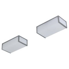 Coppia di piccole e raffinate lampade da incasso rettangolari in stile Art Déco francese, firmate Perzel