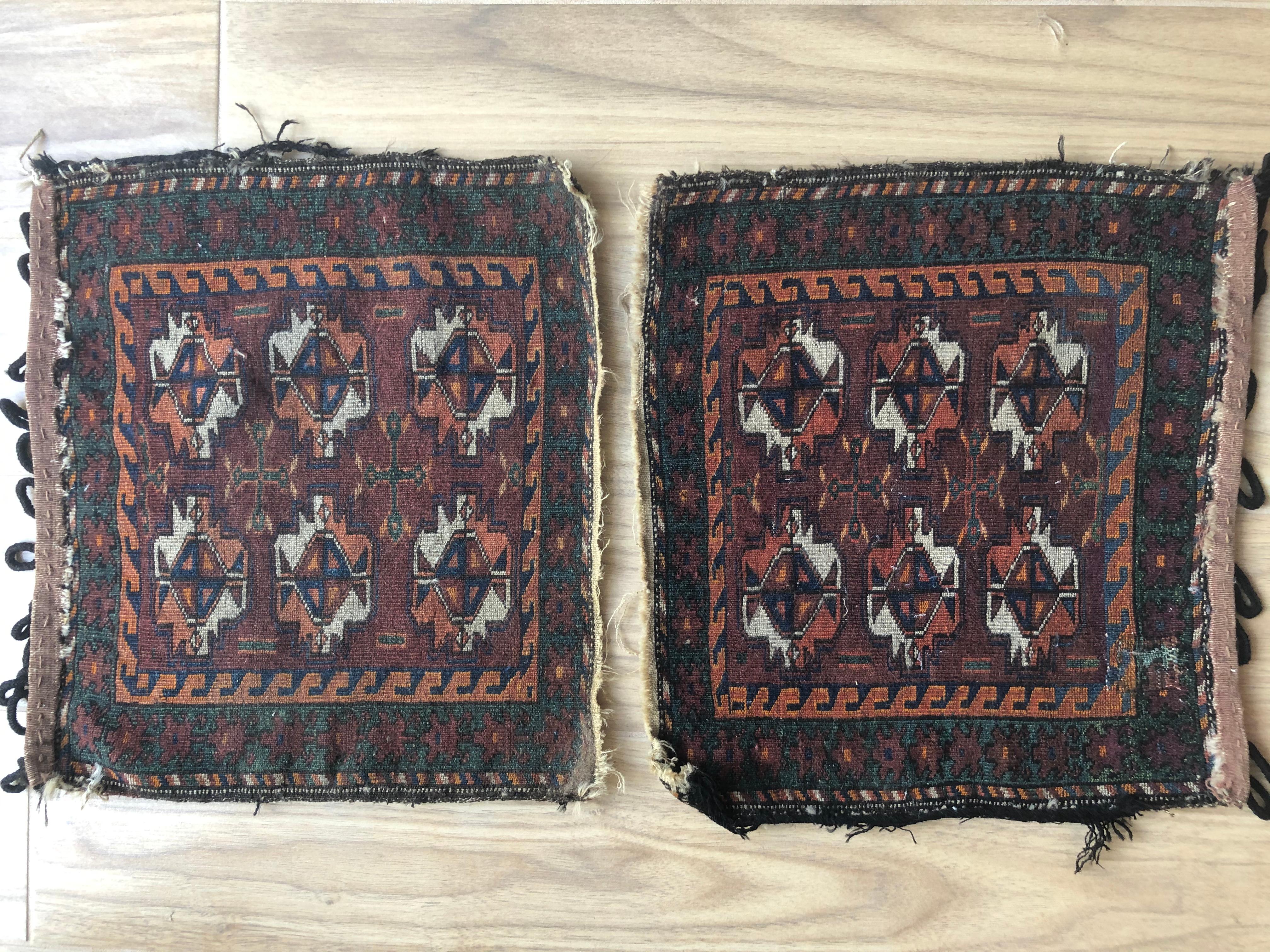 Pair of Small Fine Wool Persian Tribal Backface Rug 9