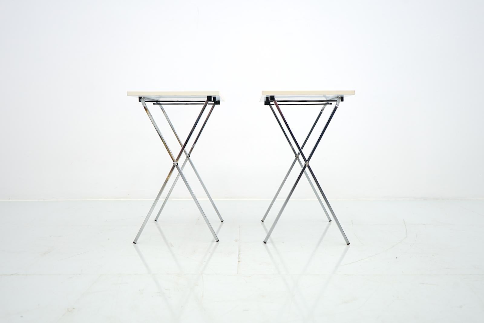 Mid-Century Modern Pair of Small Folding Side Table, 1970s