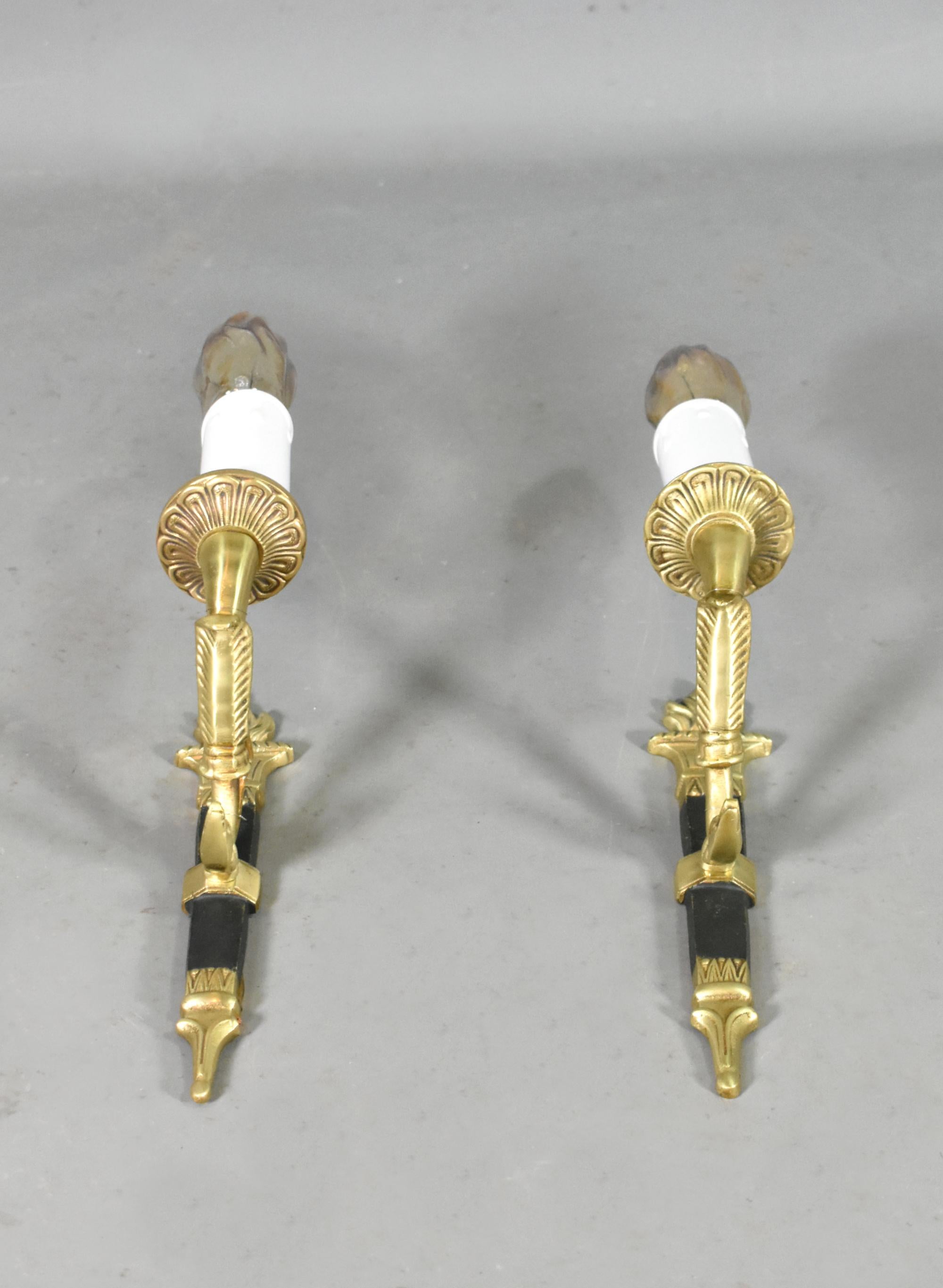 Cold-Painted Pair Of Small French Bronze Wall Sconces