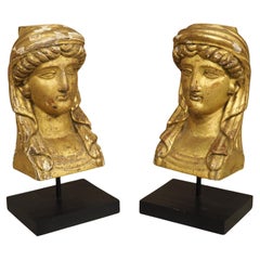 Pair of Small French Empire Giltwood Busts, Circa 1815
