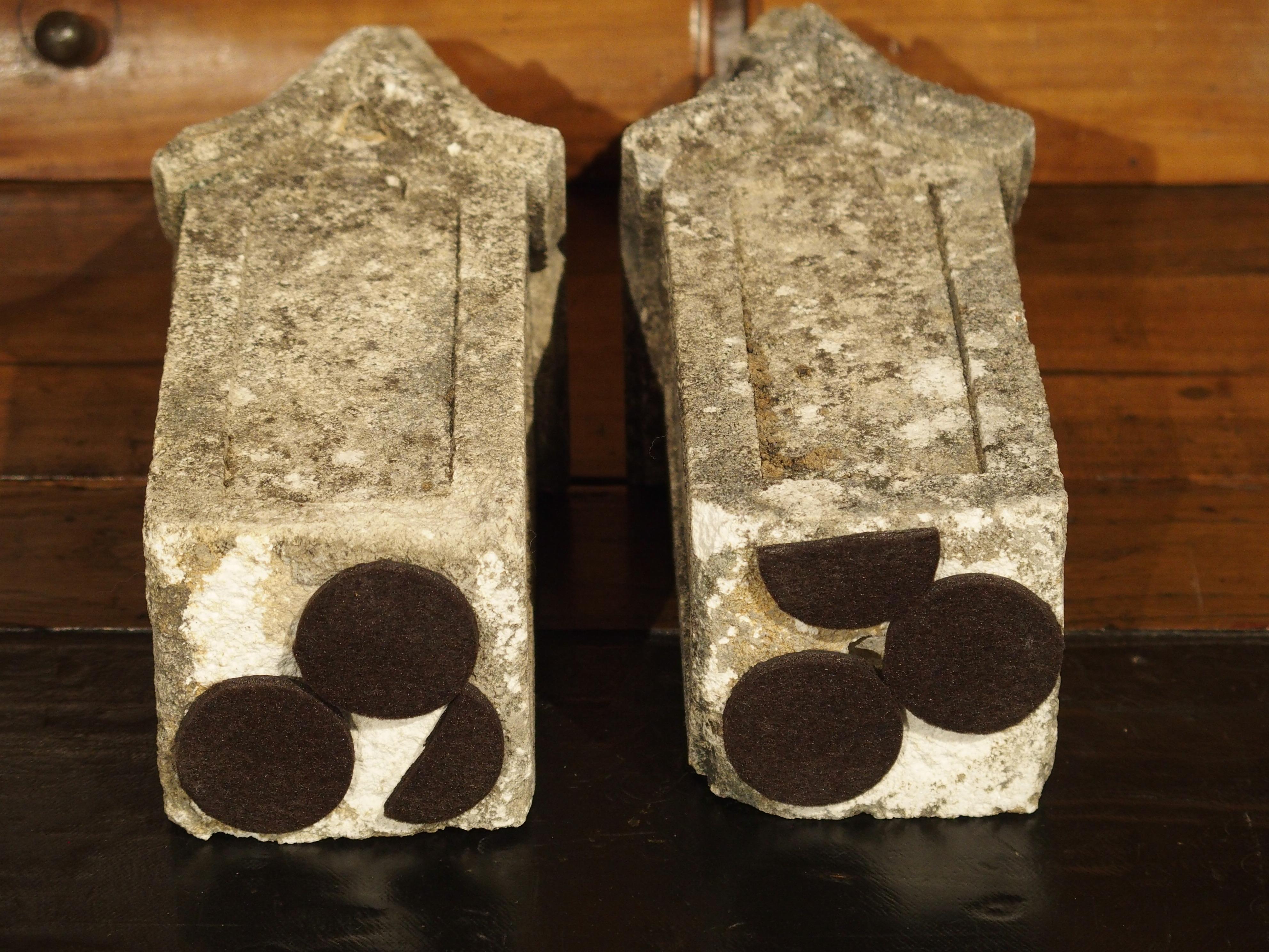 Pair of Small French Gothic Style Limestone Finials 2