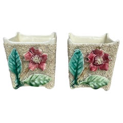 Pair of Small French Majolica Cache Pots circa 1890