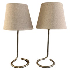 Pair of small French Nickel table lamps