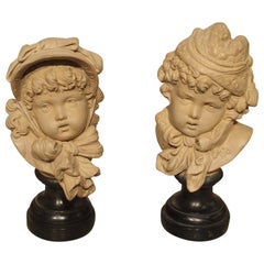 Pair of Small French Terracotta Busts