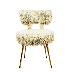 Pair of Small Mid-Century Modern Furry Chairs - France 1960