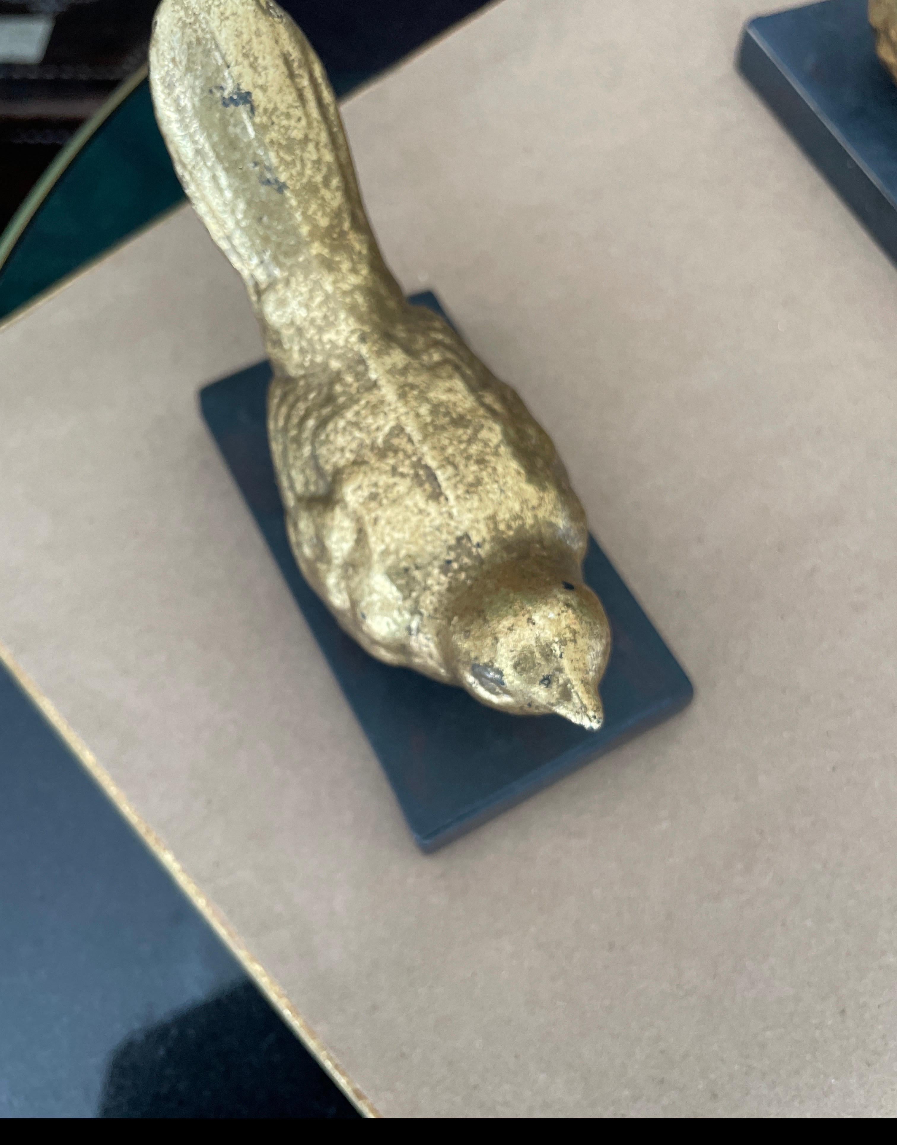 Pair of Small Gilded Bird Sculptures on Bases For Sale 2