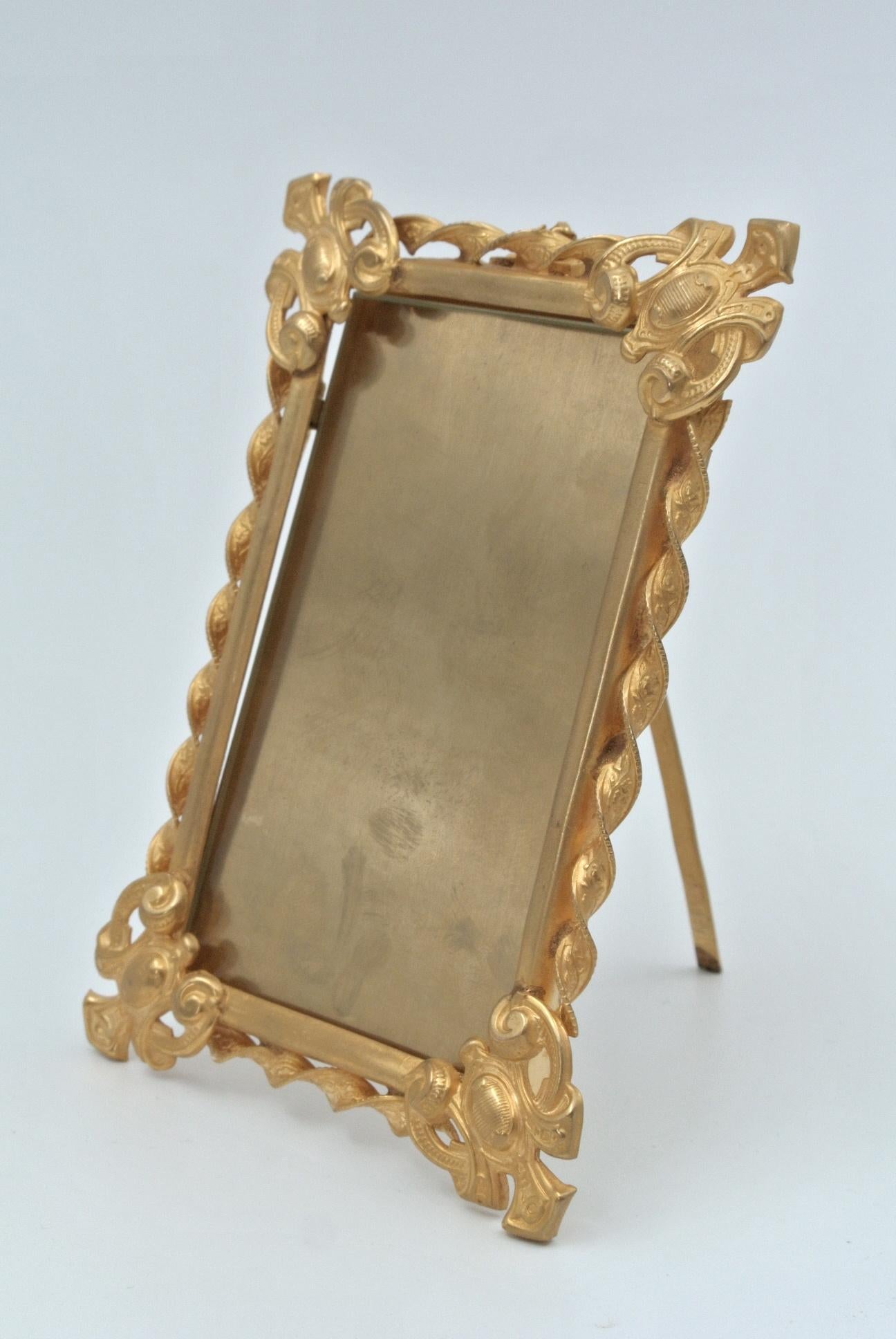 Napoleon III Pair of Small Gilded Brass Photo Frames