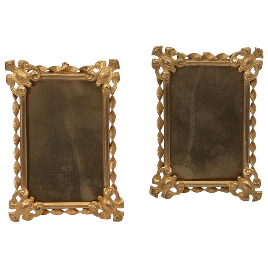 Pair of Small Gilded Brass Photo Frames