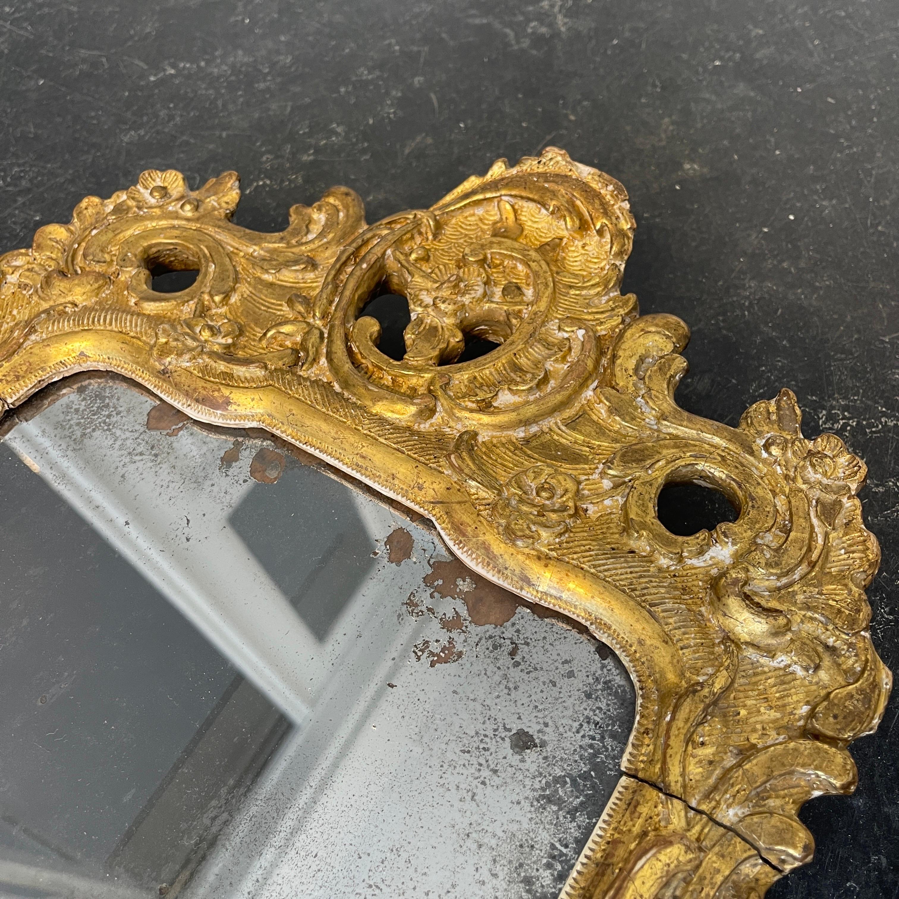 Giltwood Pair of Small Gilded Rococo Wall Mirrors, Denmark circa 1780 For Sale
