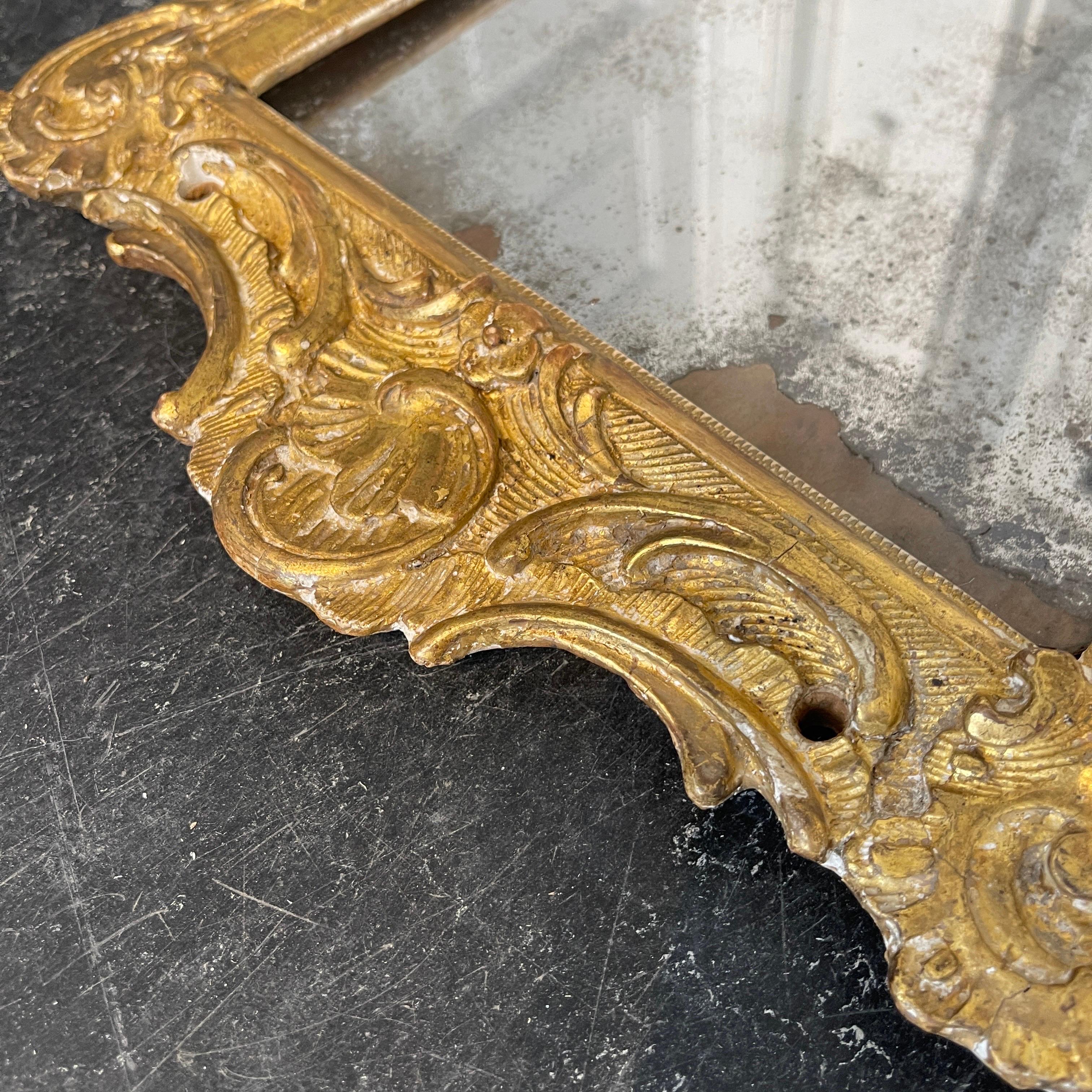 Pair of Small Gilded Rococo Wall Mirrors, Denmark circa 1780 For Sale 1