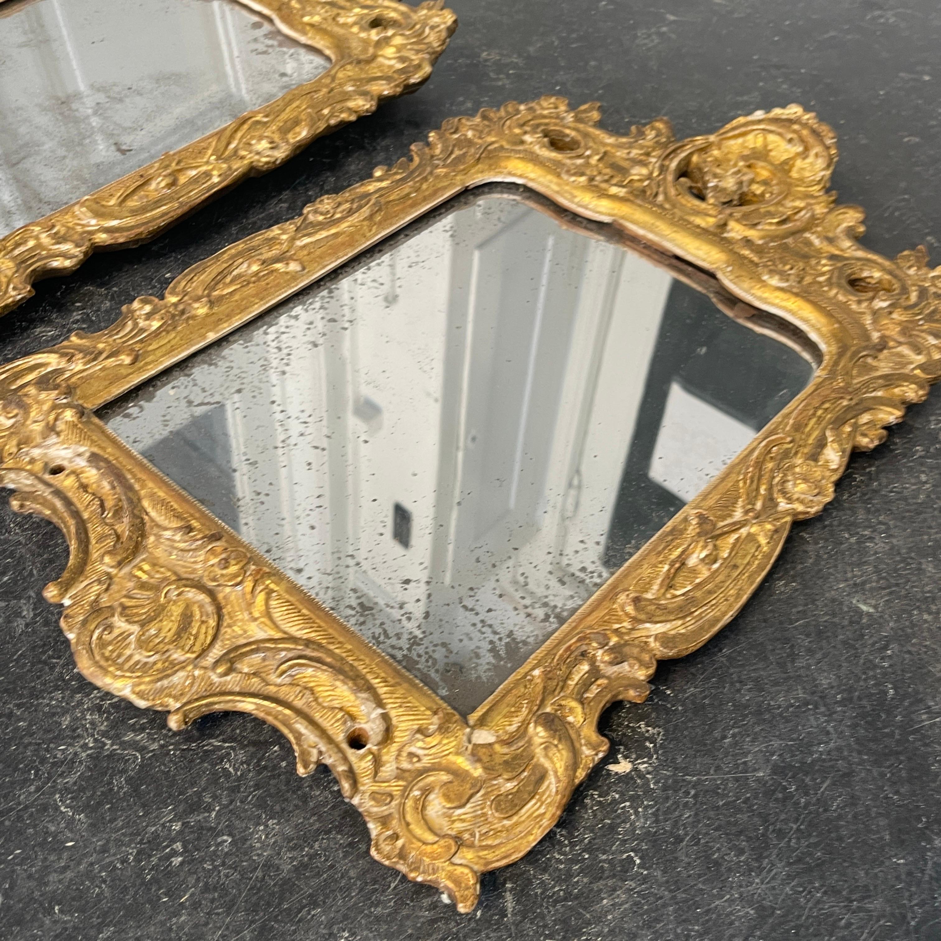 Pair of Small Gilded Rococo Wall Mirrors, Denmark circa 1780 For Sale 7
