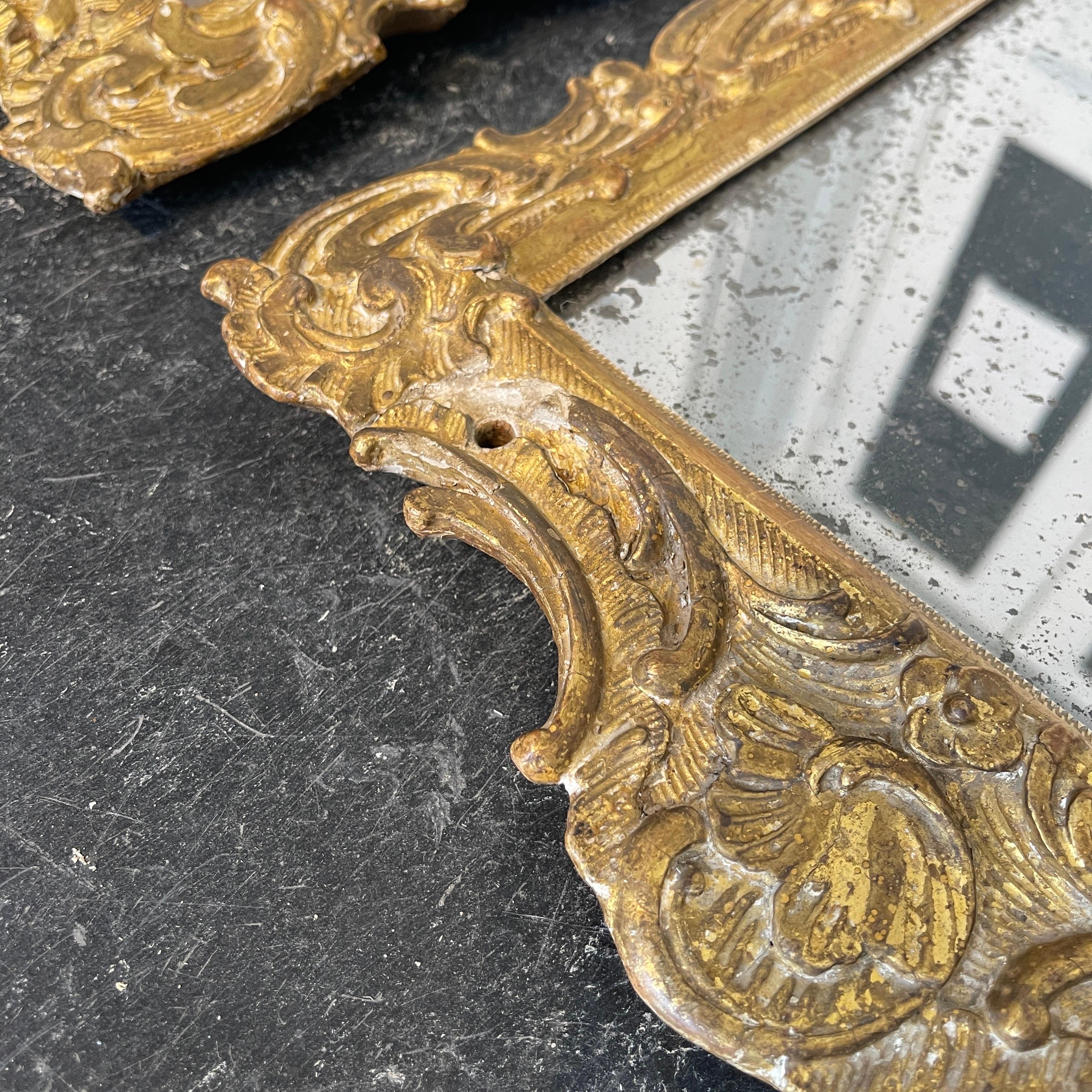 18th Century Pair of Small Gilded Rococo Wall Mirrors, Denmark circa 1780 For Sale