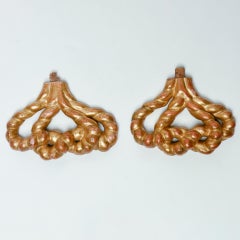 Pair of Gilded Fruitwood Friezes, Rope Bowl Design, Late 19th Century