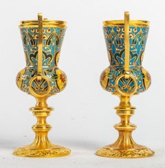 Pair of Small Gilt Bronze and Cloisonné Vases