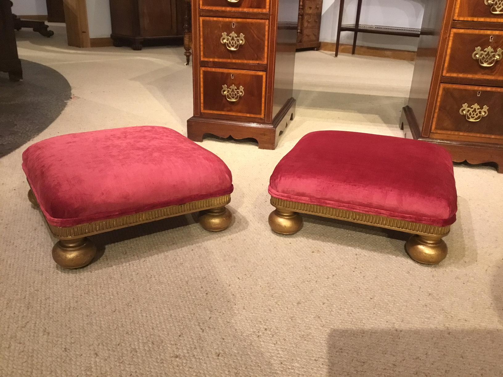 Pair of Small Giltwood Victorian Period Foot Stools 6