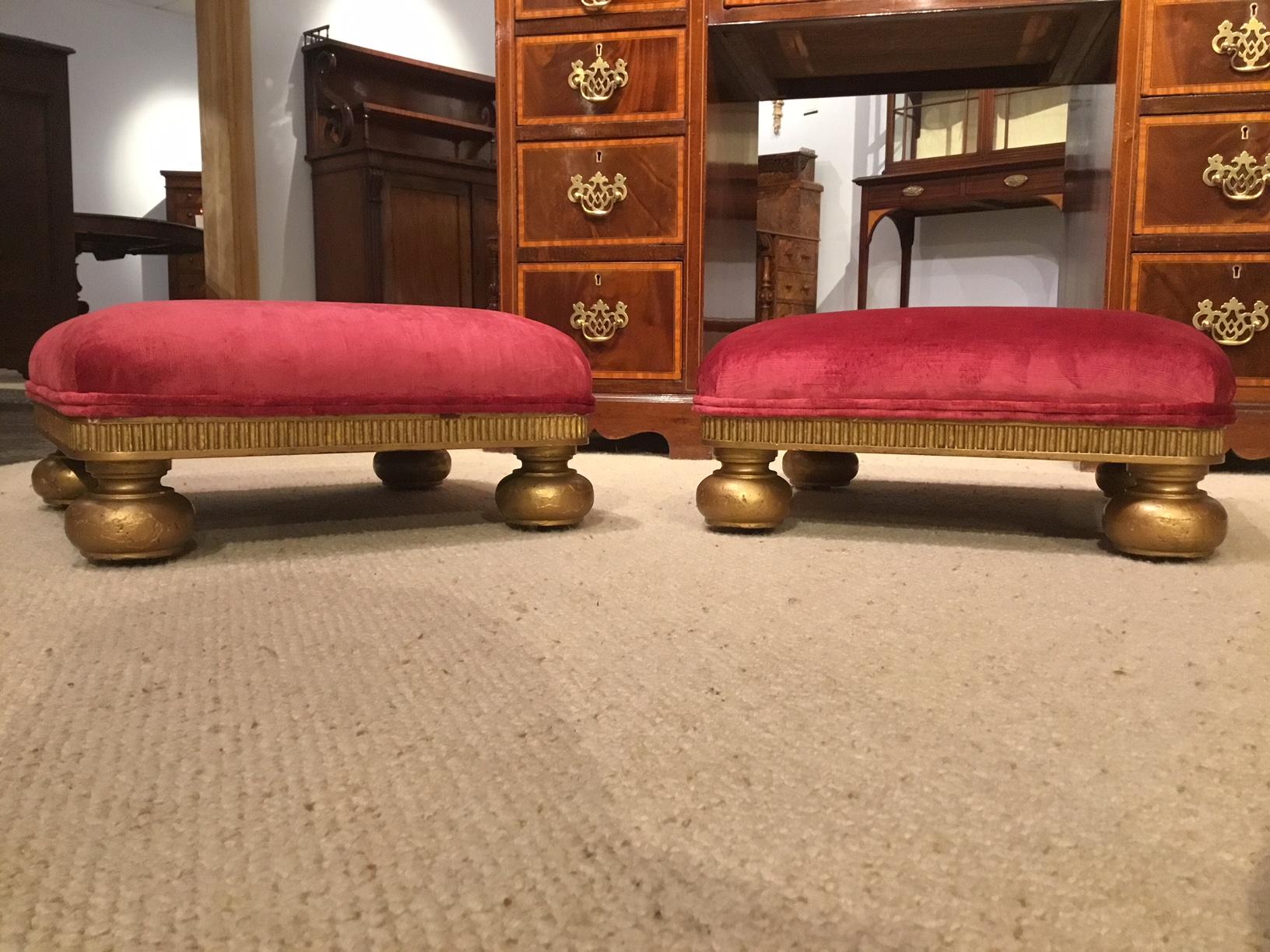 Pair of Small Giltwood Victorian Period Foot Stools 7