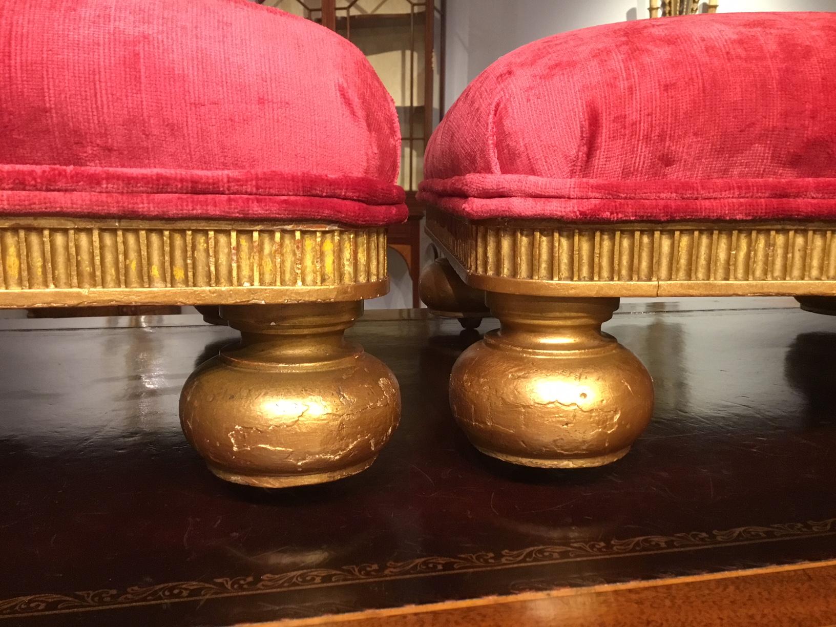 Pair of Small Giltwood Victorian Period Foot Stools 1
