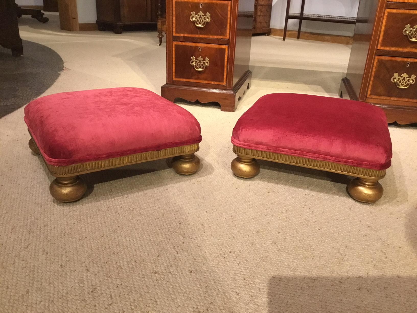 Pair of Small Giltwood Victorian Period Foot Stools 5