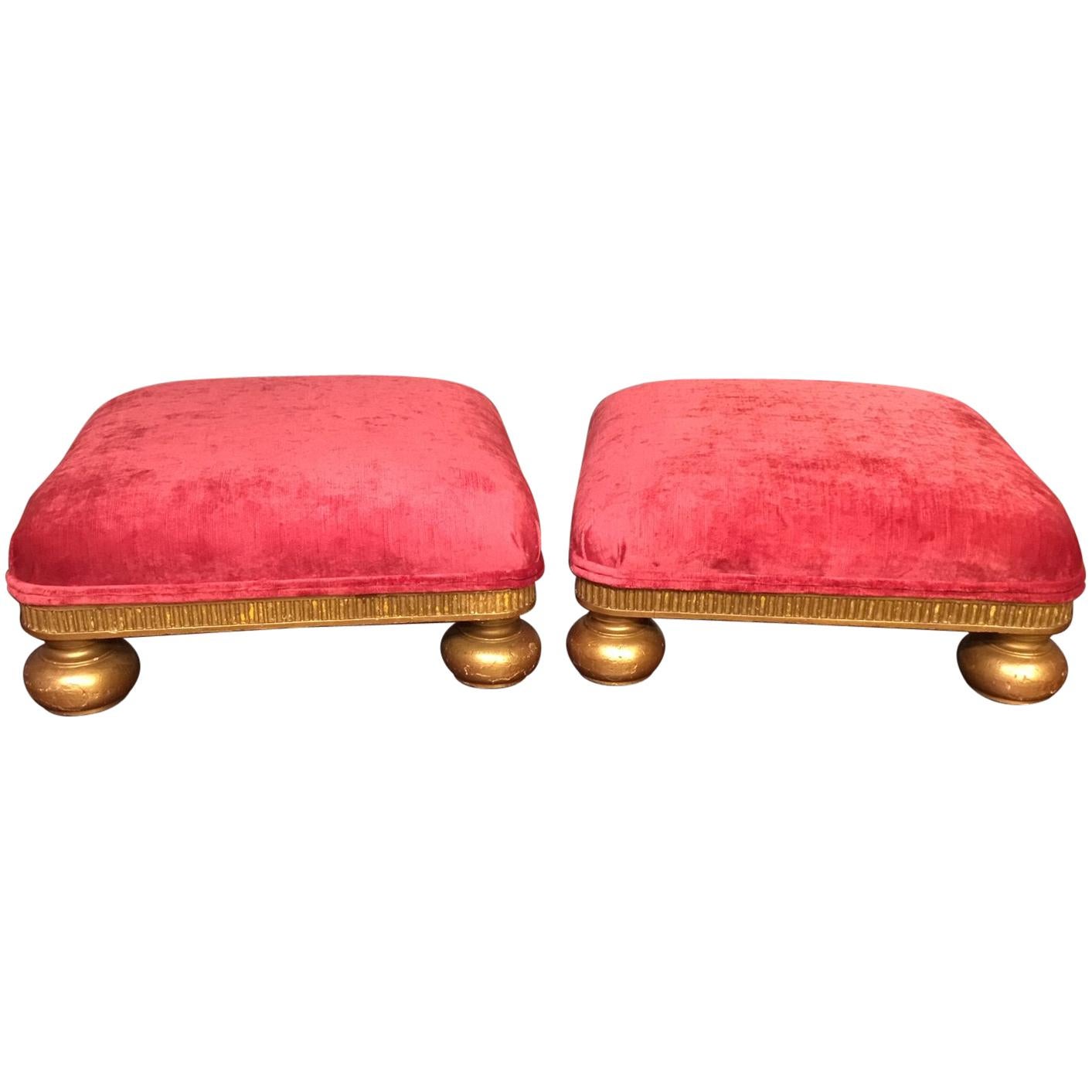 Pair of Small Giltwood Victorian Period Foot Stools
