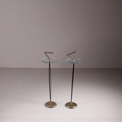 Pair of small glass and metal tables