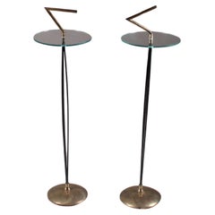 Pair of small glass and metal tables