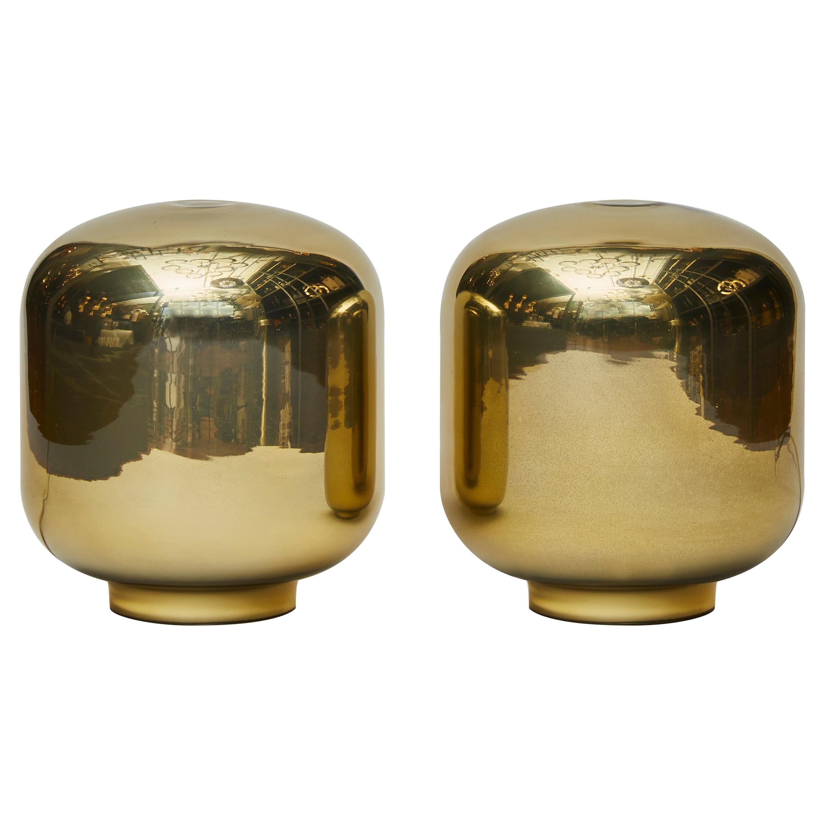 Pair of Small Gold Glass Table Lamps