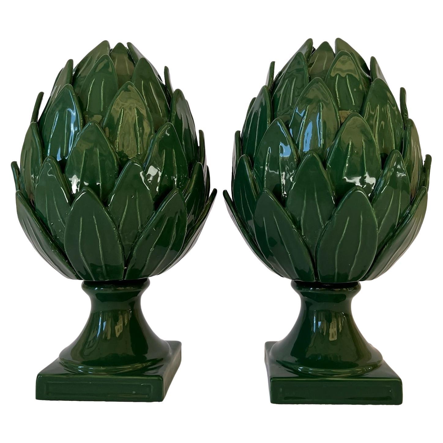 Pair of Small Green Artichokes For Sale